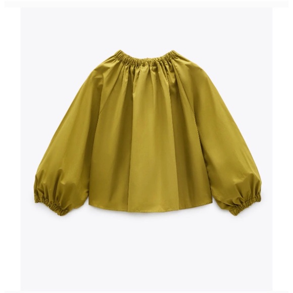 ZARA CROPPED POPLIN TOP Olive Color S - Picture 3 of 6